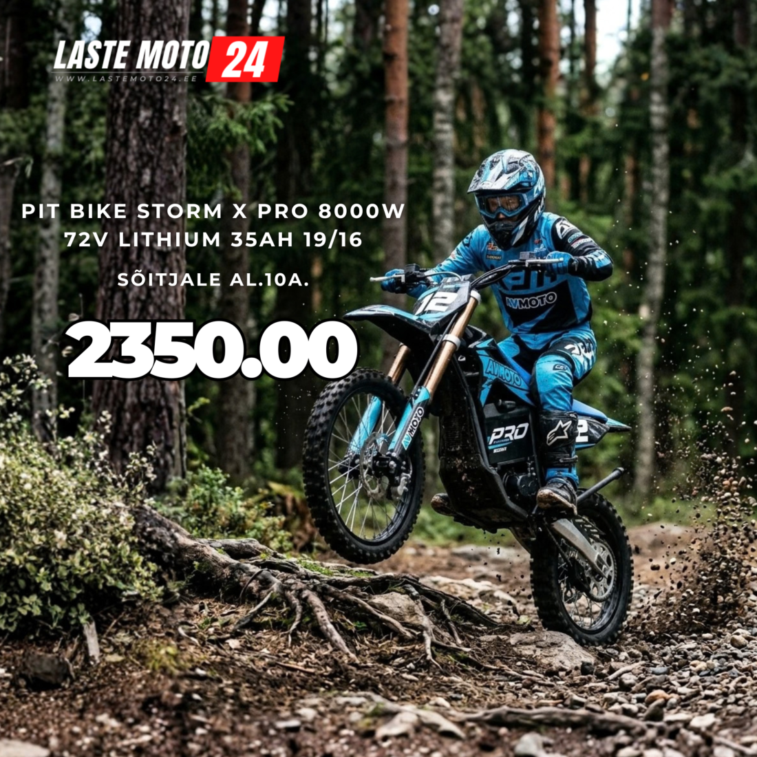 Pit Bike Storm X PRO 8000W 72V Litium 35Ah 19/16