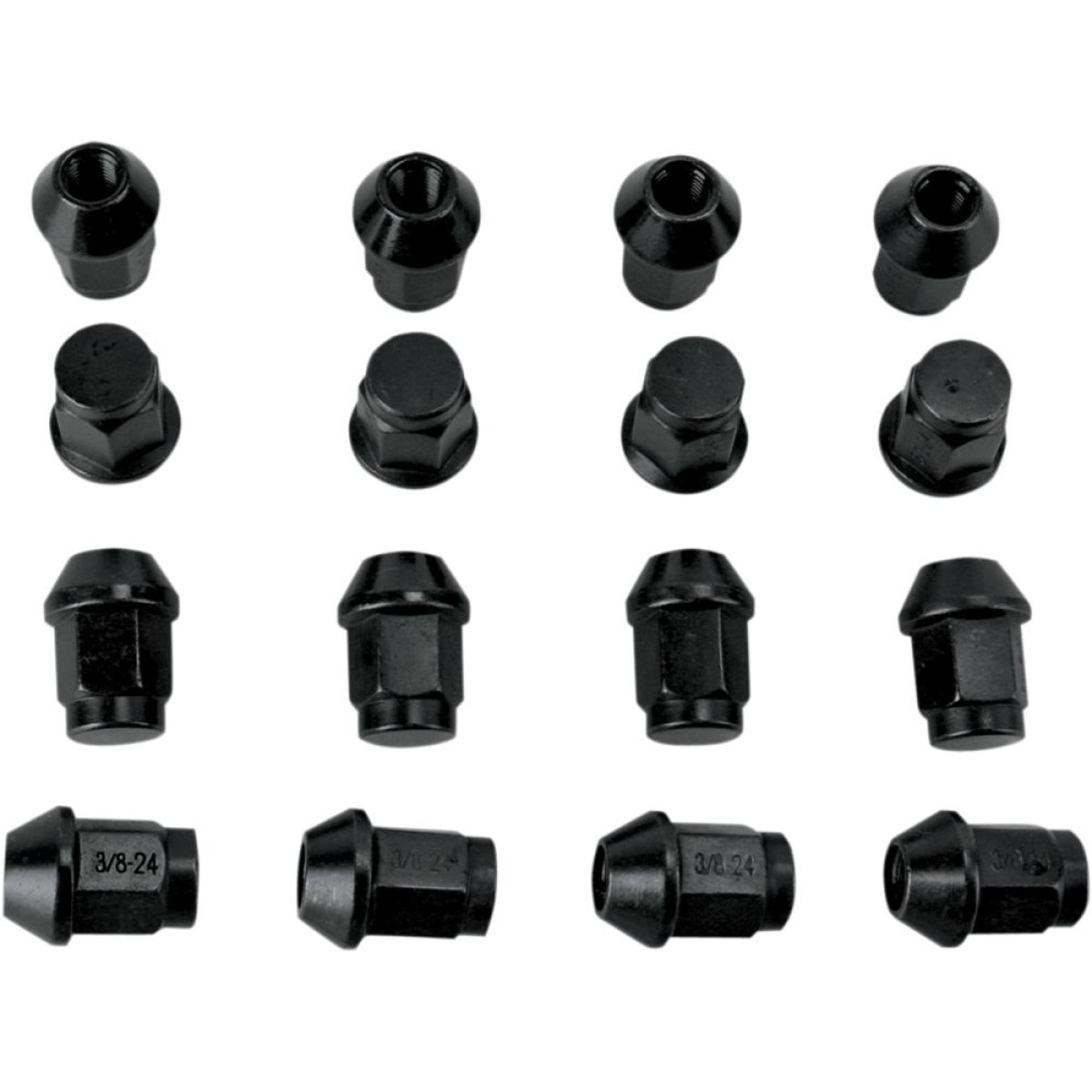LUG NUT BLK 3/8 TAPR 16P