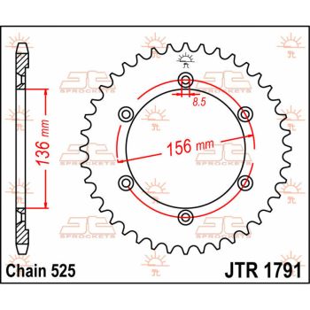 SPROCKET REAR 43T 525