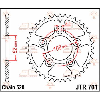SPROCKET REAR 42T 520