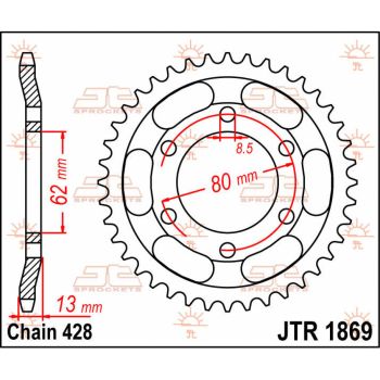SPROCKET REAR 45T 428