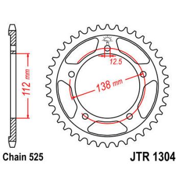 SPROCKET REAR 44T 525 BLK