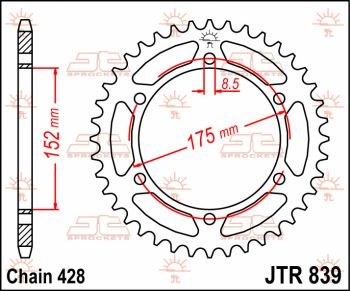 SPROCKET REAR 52T 428