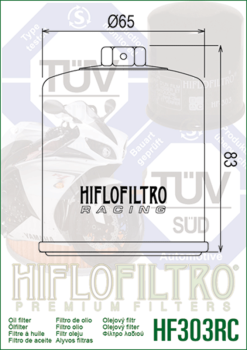 HiFlo oil filter HF303RC (Racing 17mm)