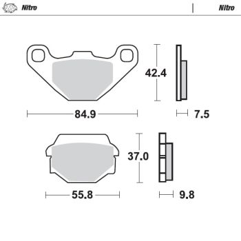Moto-Master Brakepads Kawasaki: rear KLR650 1989-2003, Husaberg all models