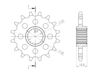 Supersprox Front sprocket 704.17RB with rubber bush