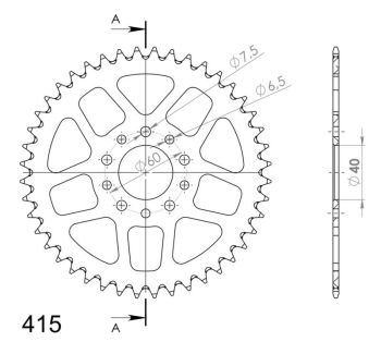Supersprox Alu Rear sprocket KTM SX50 09-13 Orange 39