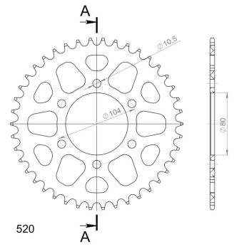 Supersprox Alu Rear sprocket KA Black 42