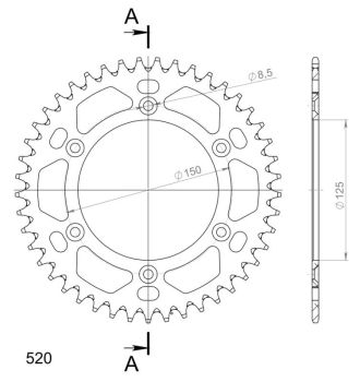 Supersprox Alumiini takaratas RAL-990:45 Musta