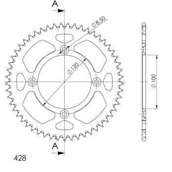 Supersprox Alu Rear sprocket SU/YA RM80/85/YZ80/85 Blue 52