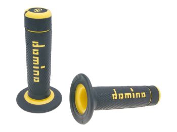 handlebar grip set Domino A020 off-road half waffle black / yellow