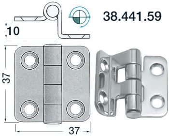 embossed hinge, SS, 37x37