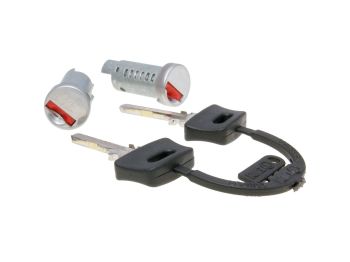 steering lock / 2 lock barrel set for Piaggio ZIP, TPH, NRG, SKR, Free, Sfera, Vespa PX, PK, P, Cosa