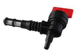 Tract Fuel tap, 90 deg. Con. 1/8 (3,1mm) / 1/4 (6,35mm)