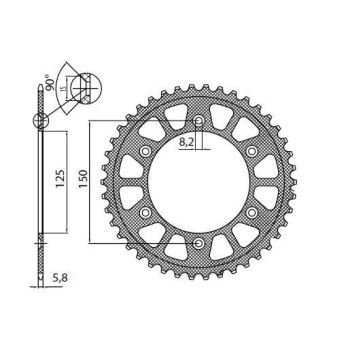 REAR SPROCKET 520 48T ERGAL BK