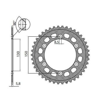REAR SPROCKET 520 52T ERGAL BK