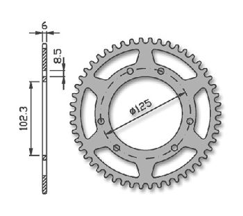 Forte Rear sprocket 58 t. (420), Ø105mm, Red Alu., Aprilia / Derbi / Drac / Riej