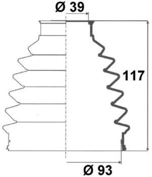 Veovõlli tolmukate 39 x 93 x 117