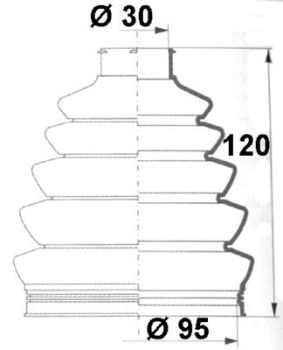 Veovõlli tolmukate 30 x 95 x 120