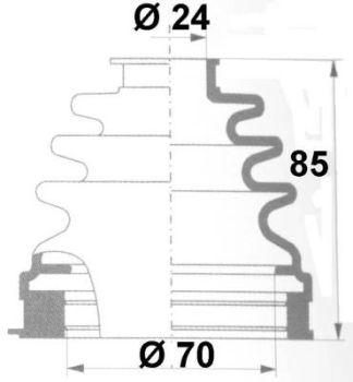 Veovõlli tolmukate 24 x 70 x 85