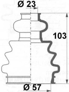 Veovõlli tolmukate 23 x 57 x 103