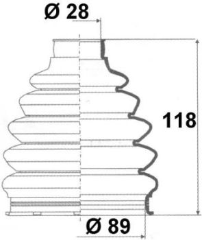 Veovõlli tolmukate 28 x 89 x 118