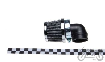 Õhufilter koonus, 90 kraadi, kroomitud, KM102M3, karb diam. 32 mm