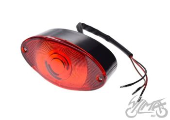 Tagatuli, must, ovaalne, punane klaas, 128 x 65 x 55mm