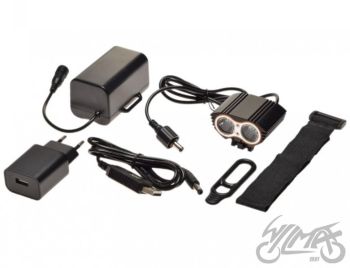 LAMPA ROWEROWA PRZÓD 2 x LED CZARNA 4800 mAh