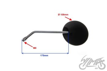 Peeglite komplekt M8, must, ümar 071 M8 CN