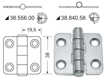 S.S hinge 38x39 mm