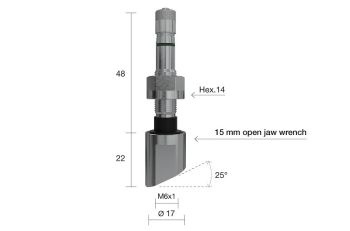 TPMS VENTIIL WONDER 1314 VEOAUTO VALUVELJELE 9.7MM. L=70MM. NURK 25