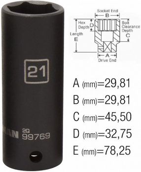 1/2" PIKK LÖÖKPADRUN 21MM. STEELMAN PRO/JS 30X78MM