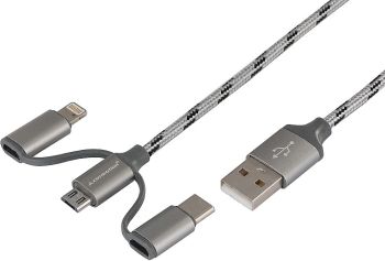 LAADIMISJUHE 3IN1 USB - MICRO USB. LIGHTNING/APPLE. USB-C 120CM CARMOTION