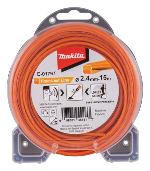 TRIMMERIJÕHV 2.4MM X 15M. RISTIKHEINA KUJULISE LÕIKEPINNAGA MAKITA