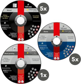 11-OS. ABRASIIVKETASTE KOMPLEKT METALLILE JA KIVILE 125MM TROTEC