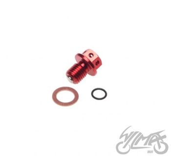 KOREK SPUSTU OLEJU CZERWONY DO HONDA CRF50 PITBIKE