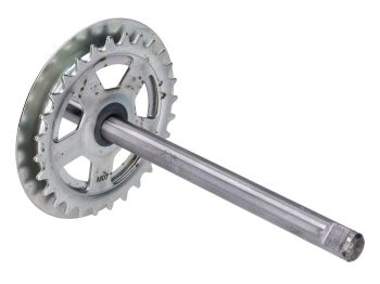 pedal crank axle RMS w/ sprocket 28 teeth for Piaggio Ciao, Ciao PX, SI moped