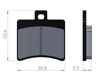 Brake pads -BGM 50.9x53.5mm- Sachs Speedjet 50, Aprilia SR 50cc 2000 (r), Atlantic (Arrecife) 125cc 2003 (r), Scarabeo 125cc 1998 (r), Scarabeo 150cc 1998 (r), Atlantic (Arrecife) 200cc 2003 (r), Scarabeo 200cc 2001 (r), Leonardo 250cc 1999 (r), Atlantic