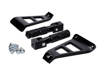 Pillion footrest set CNC black with bracket for Beta RR 50, RR 125