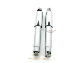 Suspension struts silver chrome sleeves 310mm 8mm mounting bushes for Zündapp GTS, C 50 Sport, KS type 517, R 50, Hercules, Kreidler, Puch moped, moped