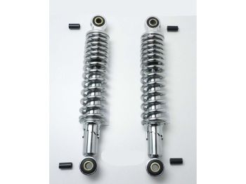 Shock absorber set chrome 310mm 5-way adjustable 10mm plastic adapter 8mm for Kreidler, Zündapp, Hercules, Puch