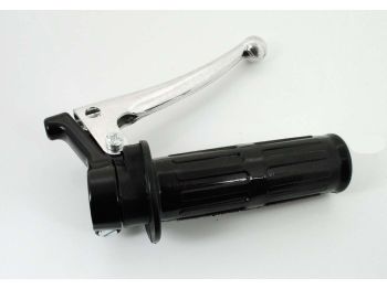 Throttle grip fitting aluminum black with brake lever polished for Hercules, Zündapp, Kreidler, Puch, DKW, KTM, Rixe