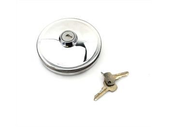 Tank cap lockable 60mm chrome for Puch M 50, MZ, MS, Dakota Zündapp, BMW, DKW, JAWA, Laverda, Kawasaki, MZ ES, ETS, TS, ETZ, ES125, ES150, ES175, ES175/2, ES250, ES250/2, ETS125, ETS150, ETS250, ETZ125, ETZ150, ETZ250, TS125, TS150, TS250