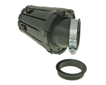 air filter boxed racing 39-45mm 45° carb connection (incl. adapter) red filter, black housing