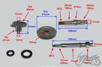 Käigukasti võll 16 hammast, 4T