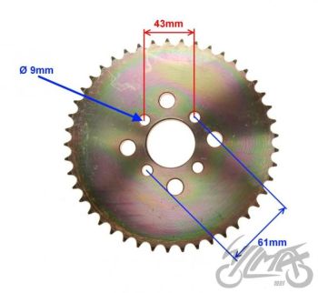Tagumine hammasratas 45H,/ 428 sisemine mõõt 41mm, ATV 250 Bashan