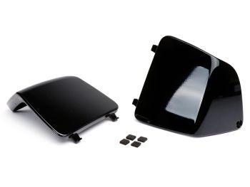 Maintenance flap set for interior lining leg shield -MOTO NOSTRA- Vespa GT, GTL, GTV, GTS 125-300 (2003-), HPE, Supertech, Supersport, Touring - (cover for cooling water connection / fuses) - glossy black