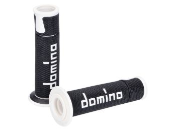 handlebar grip set Domino A450 on-road racing black / white open end grips