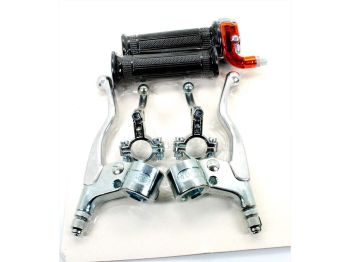 LUSITO fittings set with brake, clutch and cold start lever d=22mm L=120mm/145mm black silver